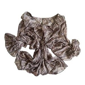 Y2K Cato Sheer Elegant Paisley Frilly Boho Chic Women's Top